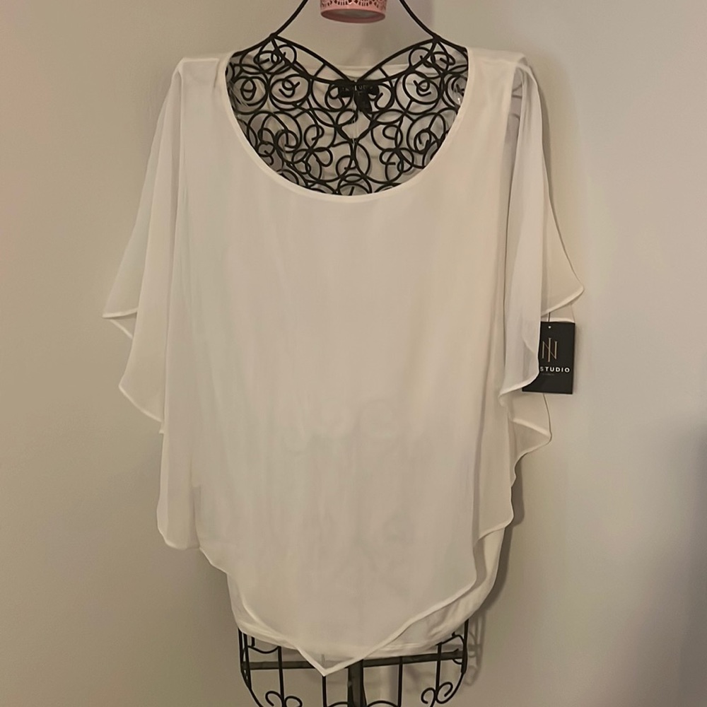 I.N. Studio White Plus Size blouse